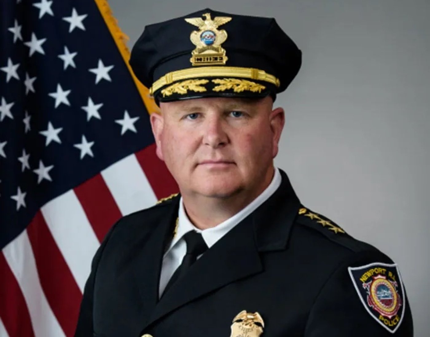 Professional headshot of Ryan Duffy, Chief of police, Newport (R.I.) in uniform