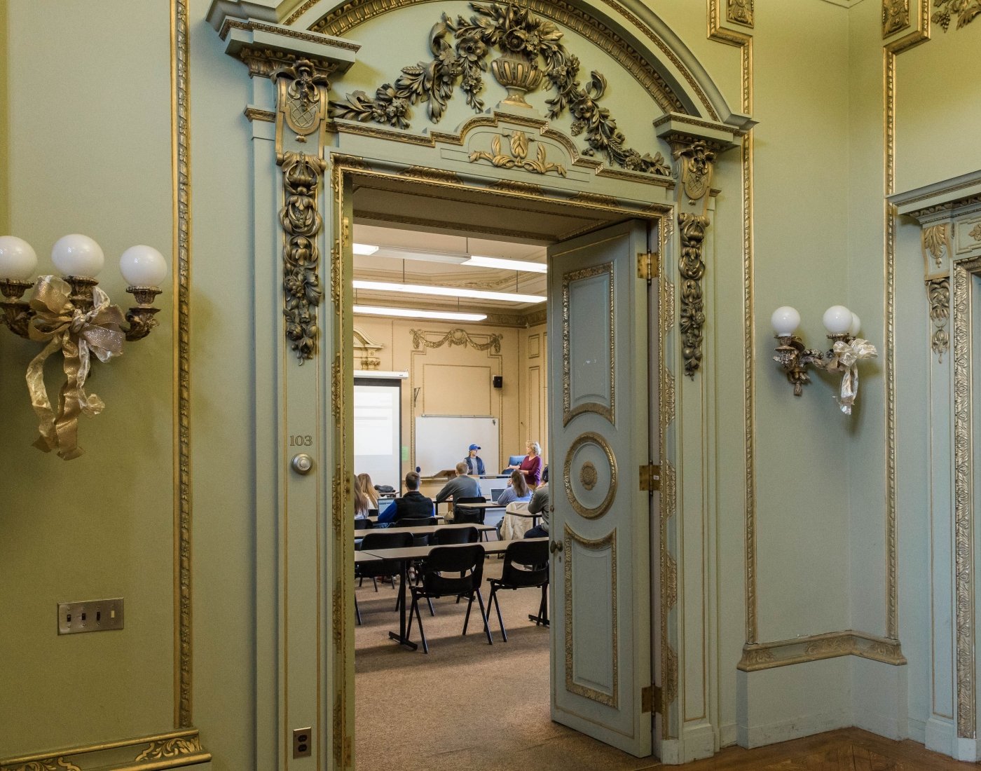 classroom open door McAuley Hall