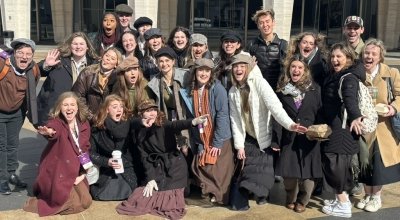Students dressed in costume before performing "Anastasia"