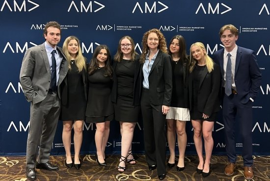 Group image of Salve's American Marketing Association collegiate chapter at the 2025 International Collegiate Conference